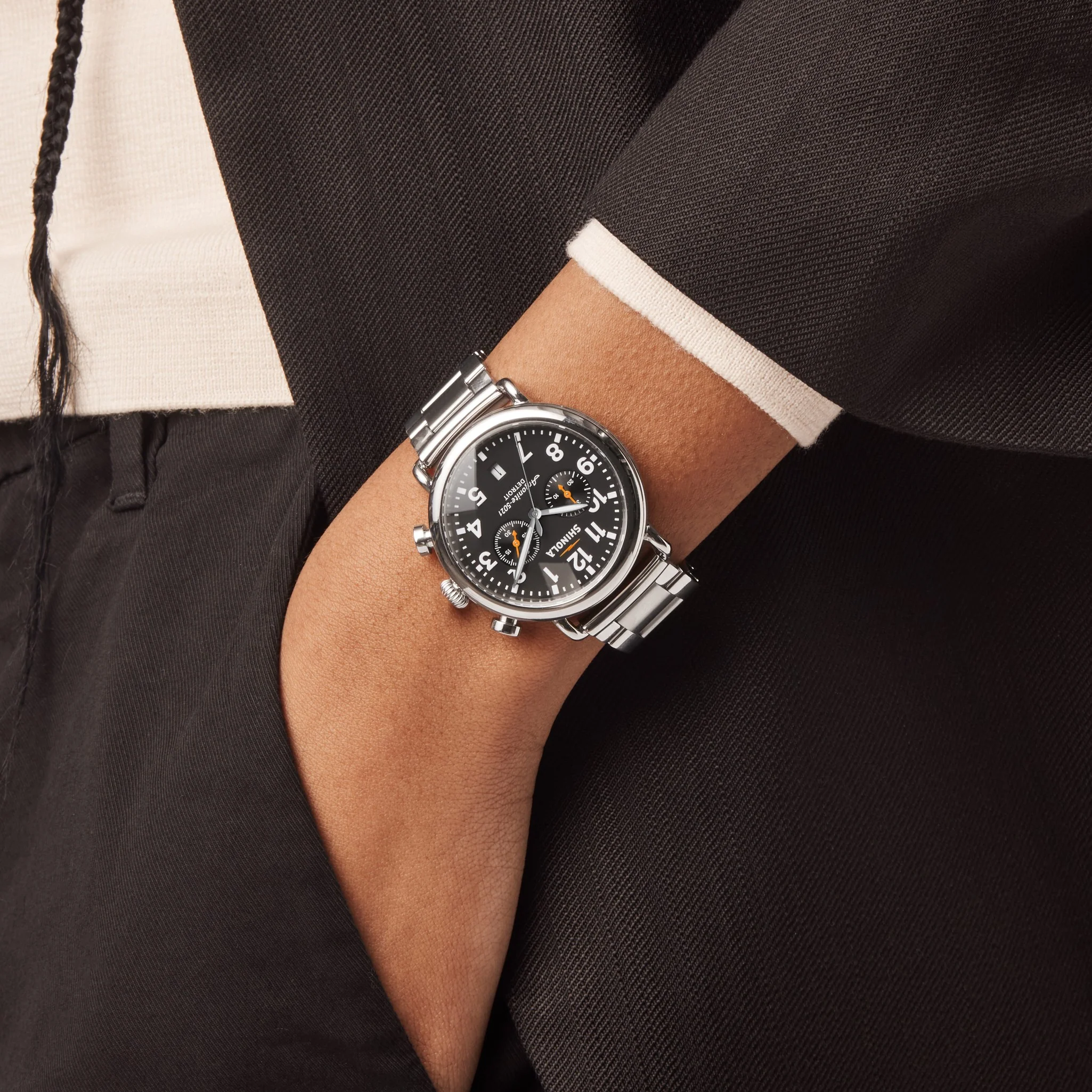 Runwell Chronograph Watch - Black - Image 6