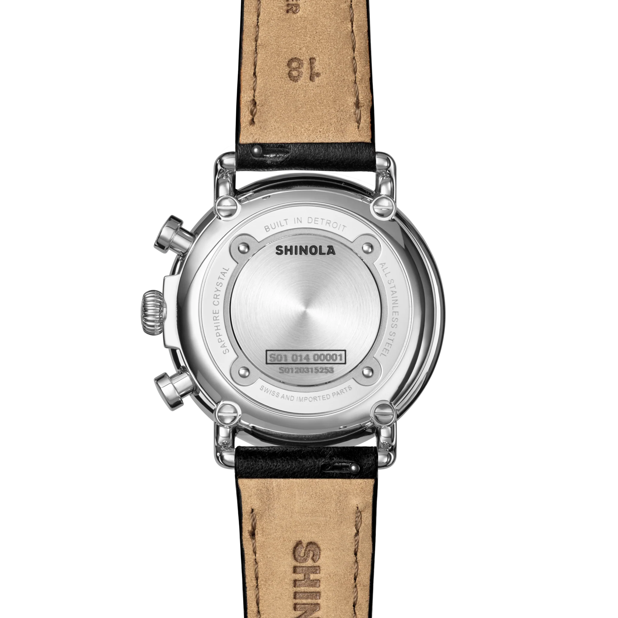 Runwell Chronograph Watch - Black Leather Strap - Image 4