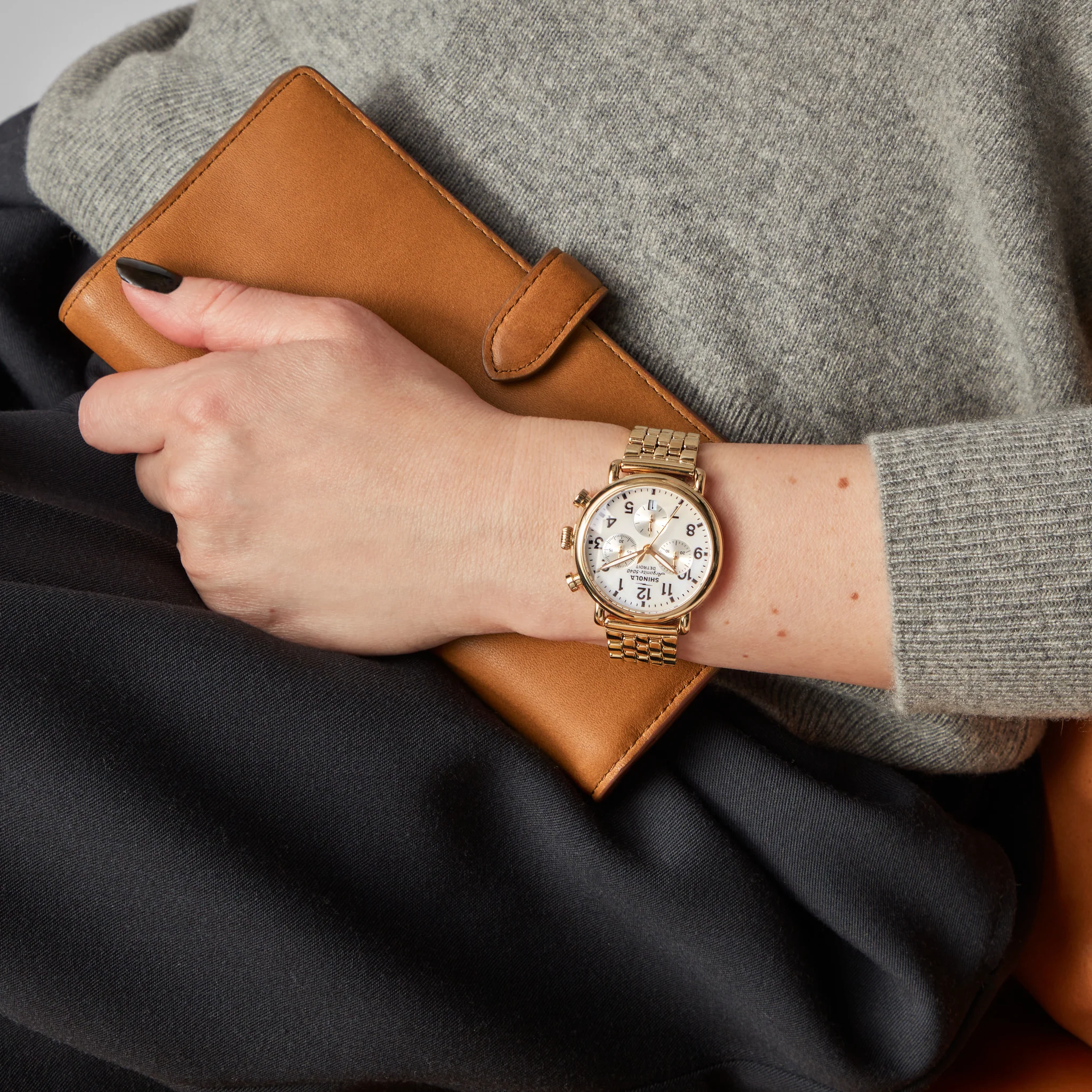 Runwell Chronograph Watch - MOP Gold Bracelet - Image 3