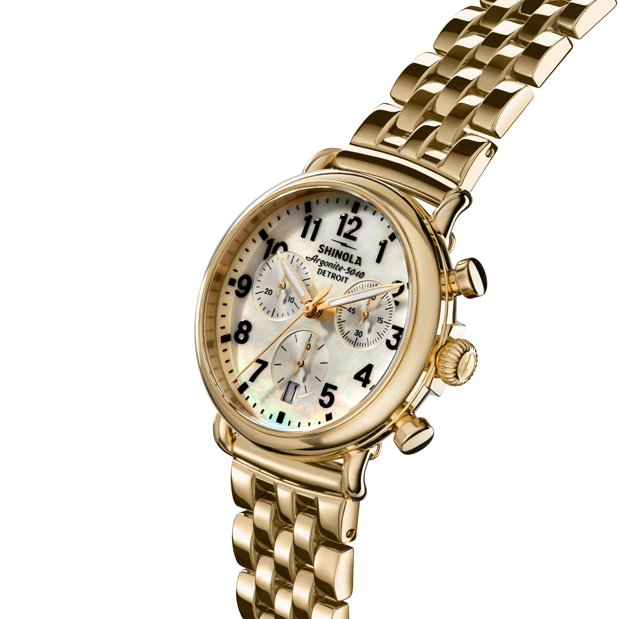 Runwell Chronograph Watch - MOP Gold Bracelet - Image 4