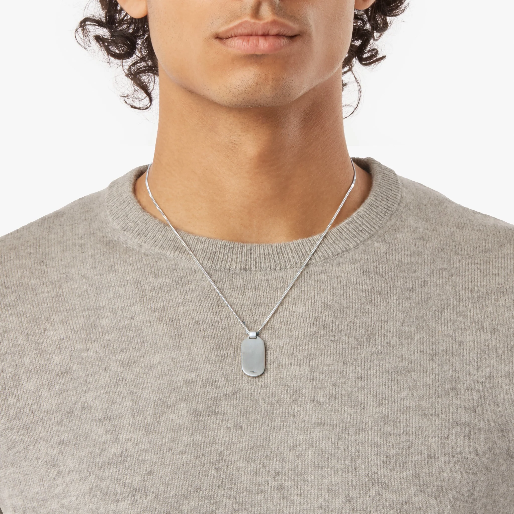 Tag Curb Chain Necklace - Sterling Silver - Image 2